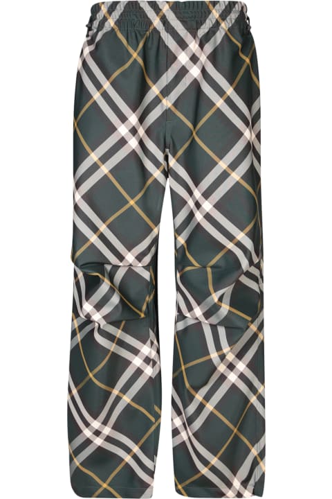 Burberry for Men Burberry Wide-leg Equestrian Knight Motif Checked Trousers