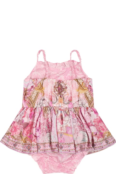 Camilla Clothing for Baby Girls Camilla Pink Romper For Baby Girl With Floral Print