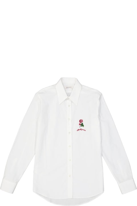 Alexander McQueen for Men Alexander McQueen Flower Embroidered Cotton Shirt