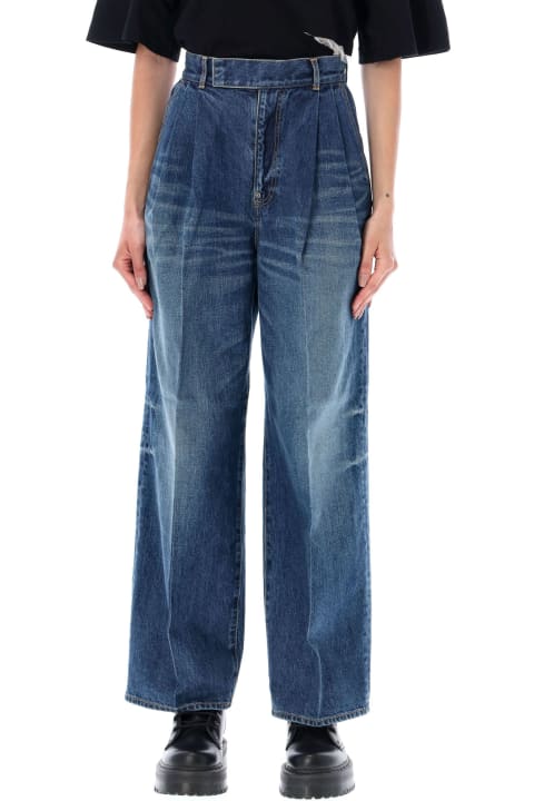 Pleated Denim Jeans