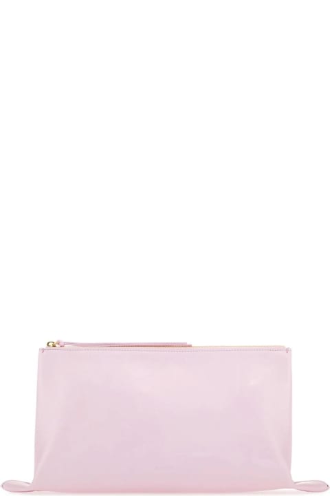 Jil Sander Clutches for Women Jil Sander Pastel Pink Leather Medium Clutch
