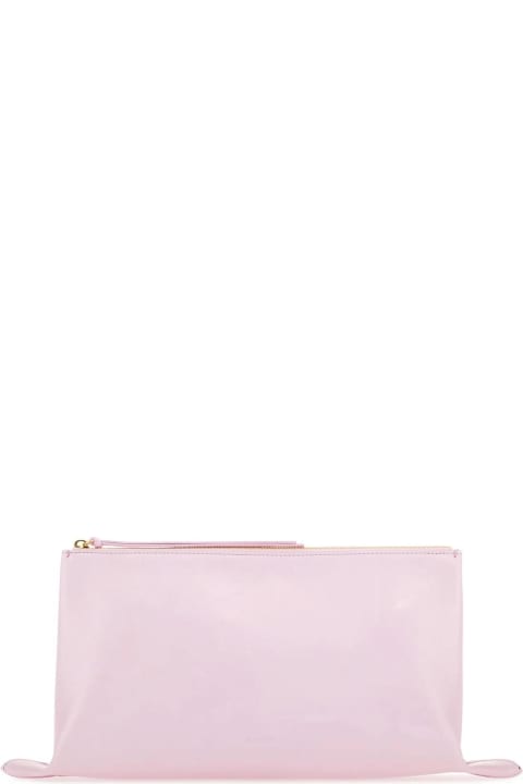 Jil Sander Women Jil Sander Pastel Pink Leather Medium Clutch