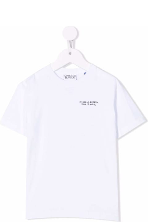 Marcelo Burlon Kids Boy's White Cotton T-shirt With Logo Print