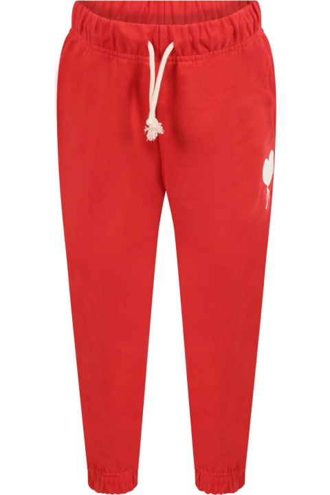 Red Trousers For Kids With White Logo