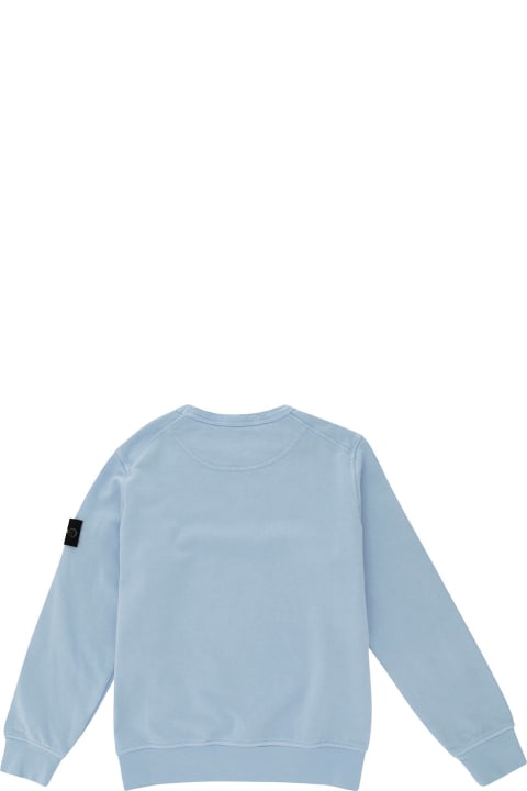 Stone Island Junior for Kids Stone Island Junior Light Blue Crewneck Sweatshirt With Logo Patch In Cotton Boy