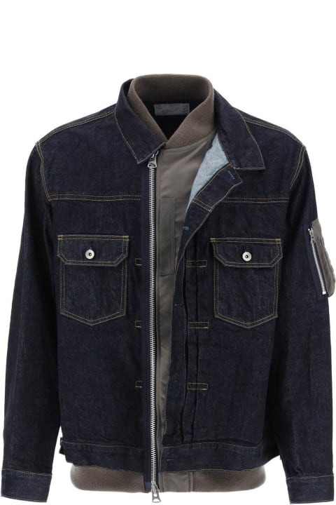 メンズ Sacaiのコート＆ジャケット Sacai Layered Effect Buttoned Denim Jacket