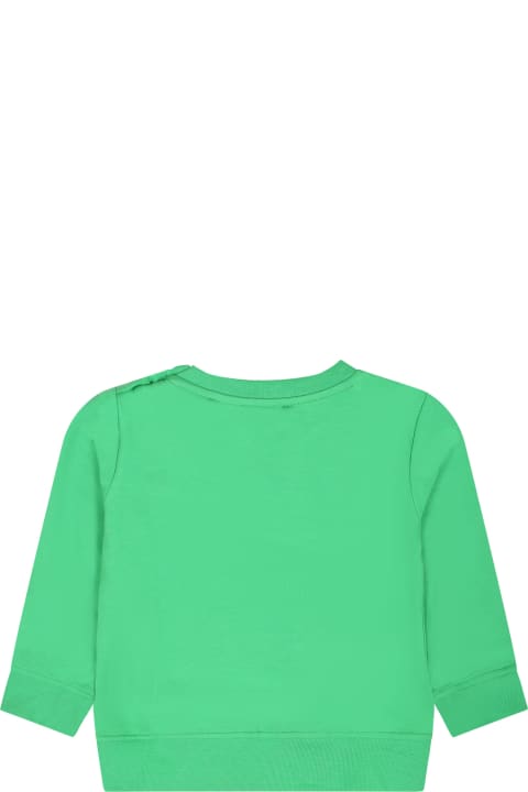 Topwear for Baby Boys MSGM Green Sweatshirt For Baby Boy With Logo