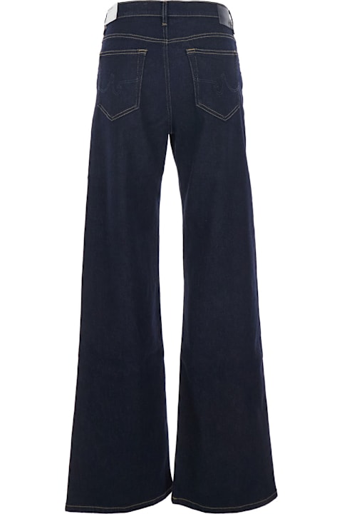 AG Jeans لـ Men AG Jeans Wide Leg Jeans With Logo Patch On The Back In Blue Denim For Women