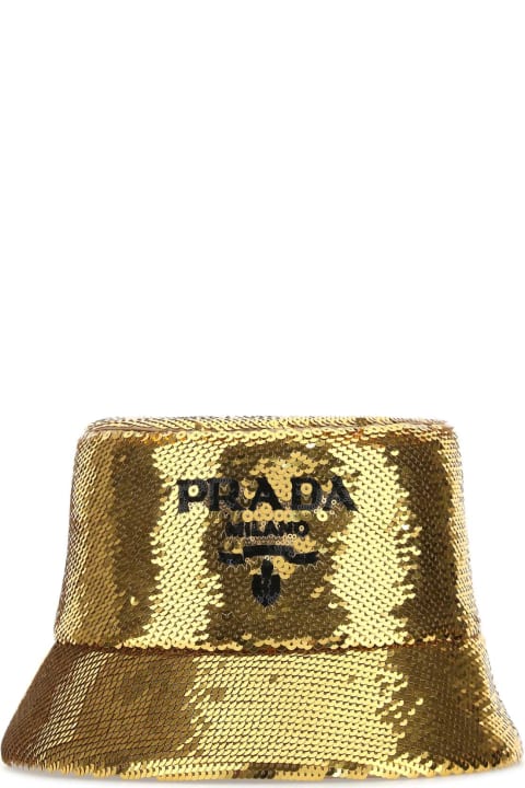 Prada Accessories for Women Prada Gold Sequins Bucket Hat