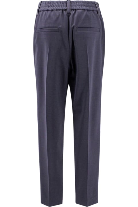 ウィメンズ Brunello Cucinelliのパンツ＆ショーツ Brunello Cucinelli Trousers Made Of Fine Fresh Stretch Wool With Elastic Waistband And Side Welt Pockets