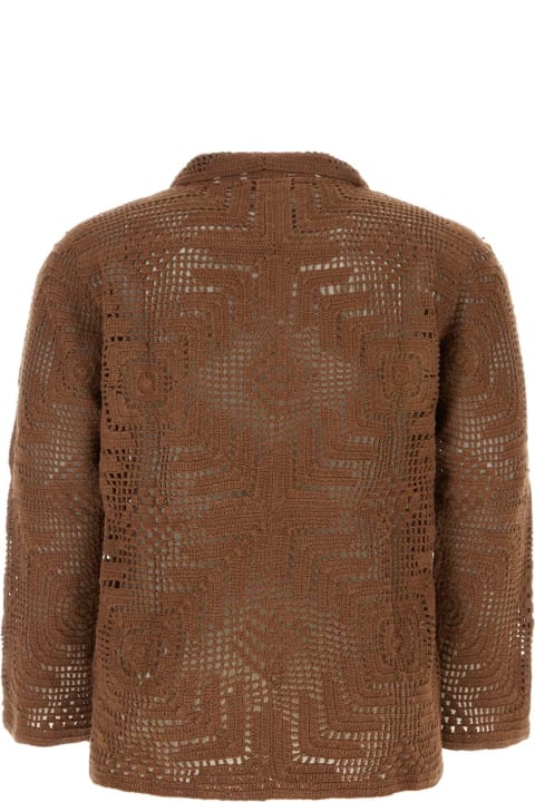 Bode Sweaters for Men Bode Brown Crochet Shirt