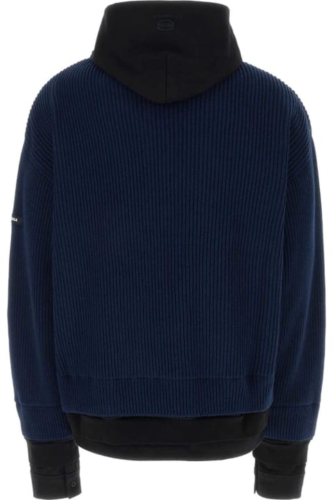 Sweaters for Men Balenciaga Navy Blue Cotton Oversize Cardigan