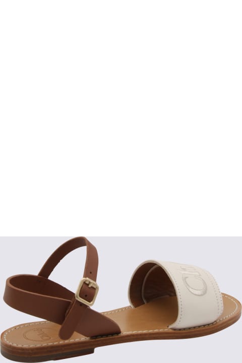 ガールズ Chloéのシューズ Chloé Avorio Leather Sandals