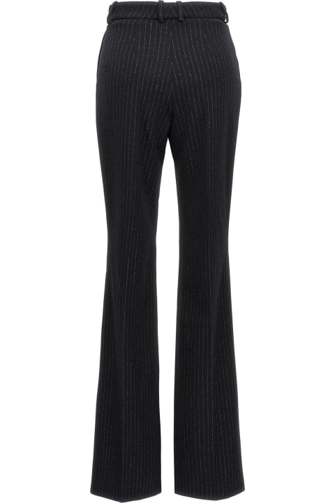ウィメンズ Balmainのウェア Balmain Black Lurex Striped Flare Trousers