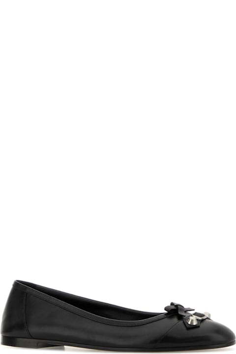 Balenciaga Black Leather City Up Ballerinas