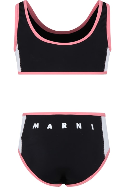 ガールズ 水着 Marni Black Bikini For Girl With Logo