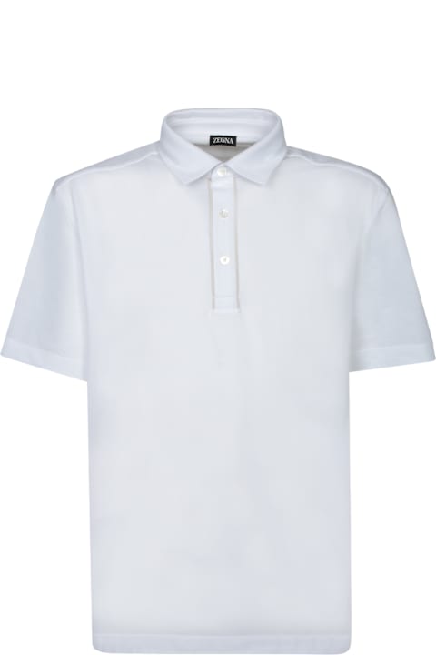 Zegna Topwear for Men Zegna White Cotton Piquet Polo Shirt