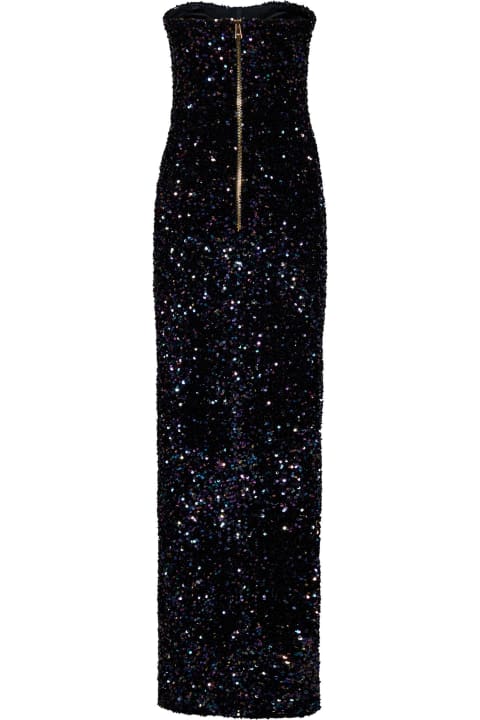 Balmain Dresses for Women Balmain Bustier Glitter Slit Long Dress