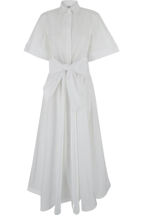 ウィメンズ Sara Rokaのワンピース＆ドレス Sara Roka White Chemisier Long Dress In Techno Fabric Woman