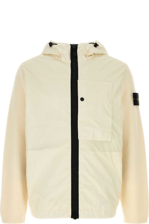 Stone Island Clothing for Men Stone Island Ivory Wool And Nylon Jacket