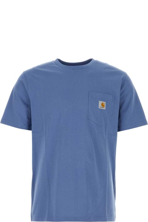 メンズ新着アイテム Carhartt Slate Blue Cotton S/s Pocket T-shirt