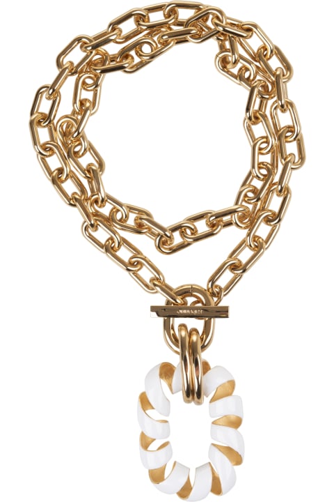 Jewelry for Women Paco Rabanne Gold Double Xl Link Twist Necklace With White Pendant