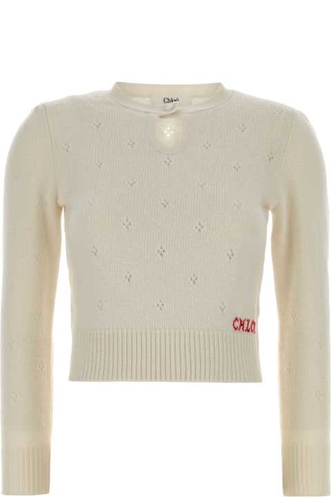 Chloé White Wool Blend Sweater