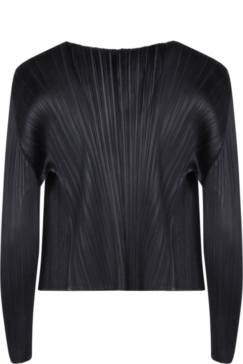 Issey Miyake Sweaters for Women Issey Miyake Pleats Please Black Short Cardigan