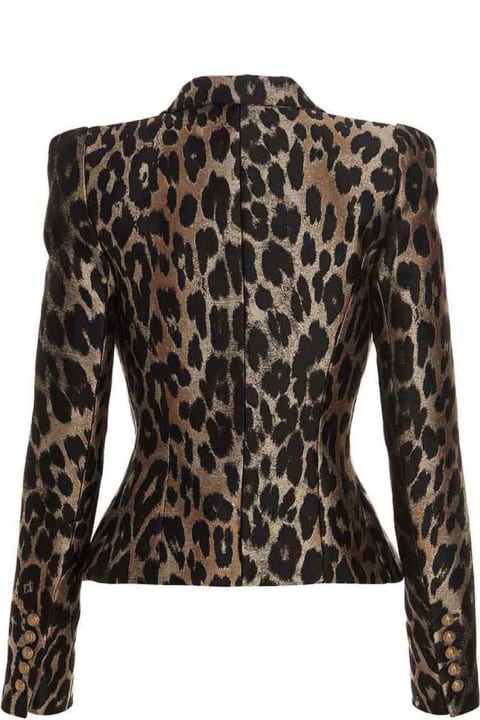 Double Breast Leopard Jacquard Blazer Jacket