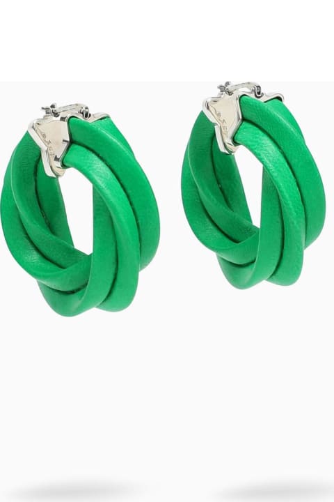 ウィメンズ新着アイテム Bottega Veneta Green Twisted Hoop Earrings
