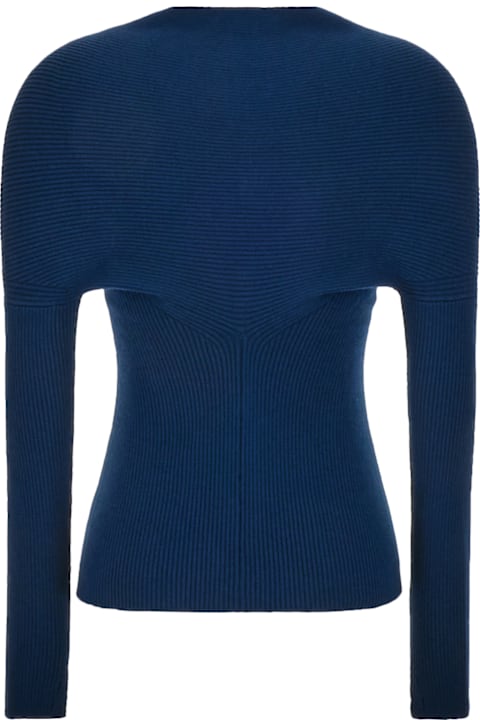 Homeware Lanvin Petrol Blue In Stretch Wool Blend Cardigan