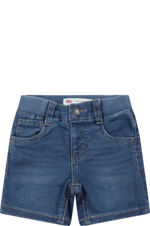 Light-blue Shorts For Baby Boy With Patch Logo