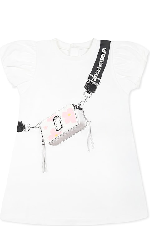 Homeware Marc Jacobs White Dress For Baby Girl With Bag Print