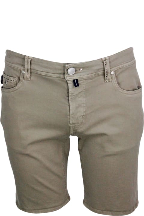 Sartoria Tramarossa Pants for Men Sartoria Tramarossa Ascanio Slim Bermuda Shorts In Super Stretch Cotton Gabardine With 5 Pockets And Tailored Stitching