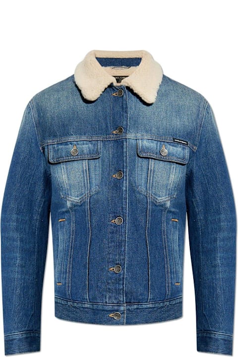 Dolce & Gabbana معاطف وجواكت لـ السيدات Dolce & Gabbana Logo Plaque Denim Jacket