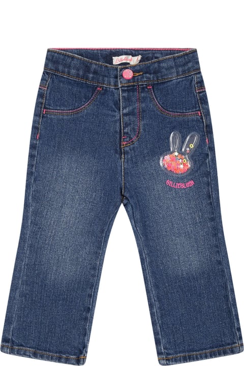 Billieblush Bottoms for Baby Boys Billieblush Blue Jeans Pour Baby Girl With Logo