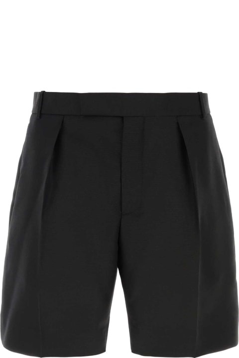 Alexander McQueen Pants for Men Alexander McQueen Black Wool Blend Bermuda Shorts