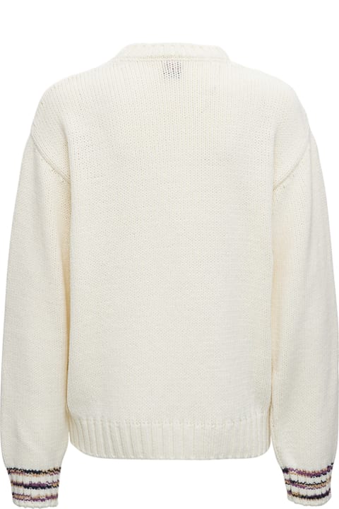 White Wool Blend Sweater With Logo M Missoni