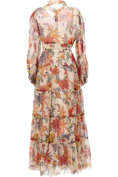 Fashion for Women Zimmermann Ginger Floral Print Tiered Midi Dress