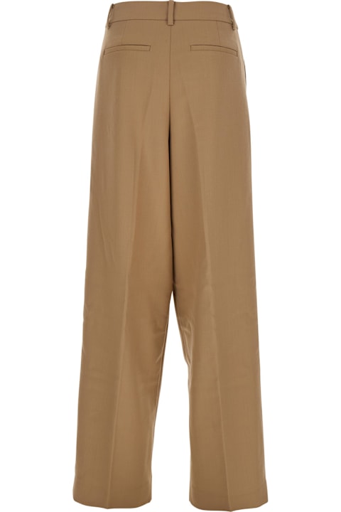 MICHAEL Michael Kors Clothing for Women MICHAEL Michael Kors Beige Tailored Pants With Pleated Details In Virgin Wool Blend Woman