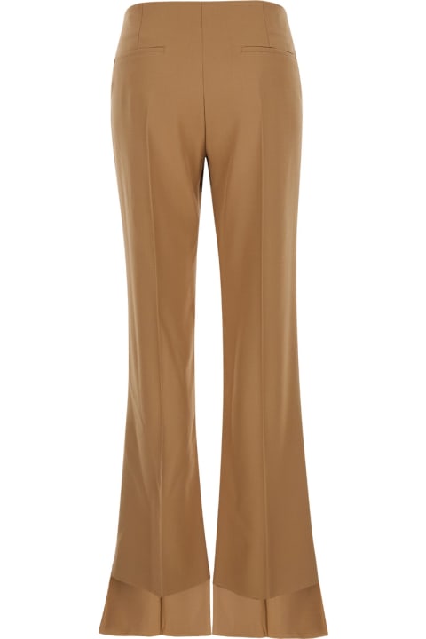 أدوات منزلية Chloé Beige Flared Pants With Asymmetric Hem In Grain De Poudre Wool Woman
