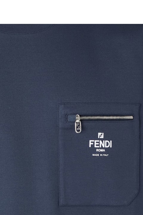 Fendi ملابس علوية لـ القسم الرجالي Fendi Logo Printed Crewneck T-shirt