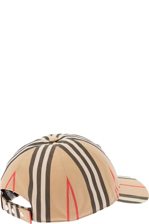 Beige Baseball Cap With Icon Stripe And Tb Logo In Cotton Man