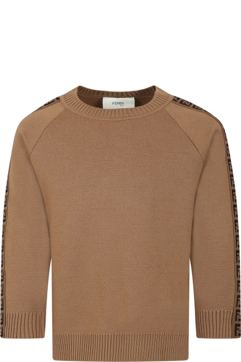 Fendi for Boys Fendi Brown Sweater For Kids With Double Ff