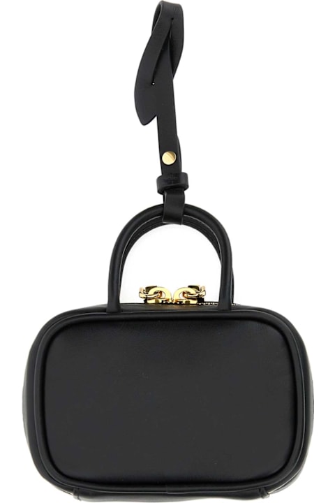 Keyrings for Women Miu Miu Black Leather Beau Keyring Necessaire