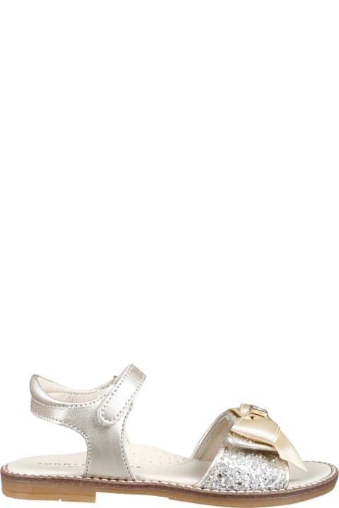 Shoes for Girls Tommy Hilfiger Gold Sandals For Girl With Bow And Logo
