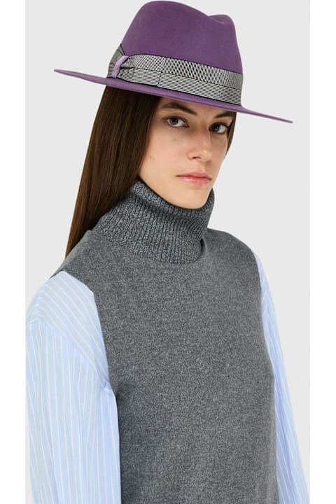 أدوات منزلية Borsalino Agata Alessandria Brushed Felt With Striped Hatband