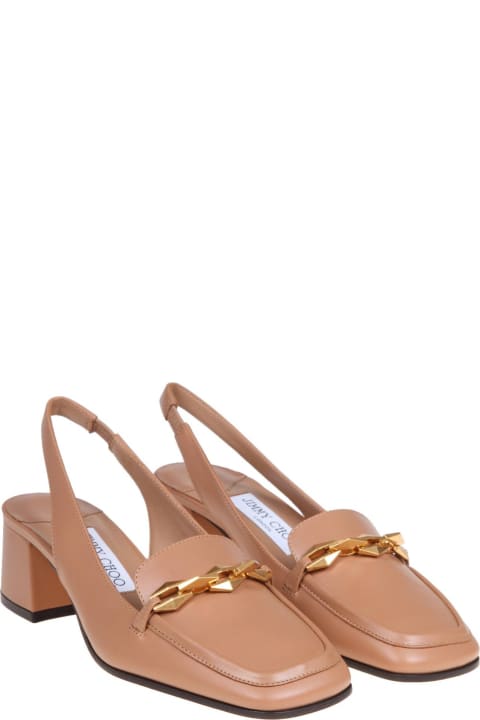 High-Heeled Shoes for Women Jimmy Choo Pumps Slingback In Biscuit Color Leather