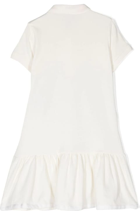 Dresses for Girls Moncler White Polo Style Dress With Logo Patch