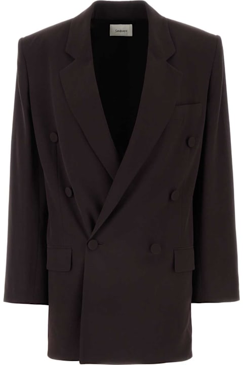 Saint Laurent for Women Saint Laurent Brown Crepe Blazer